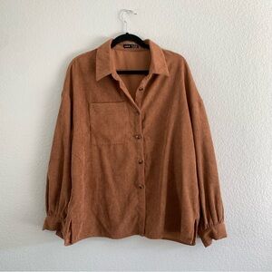 Brown Corduroy Button-Up Shirt